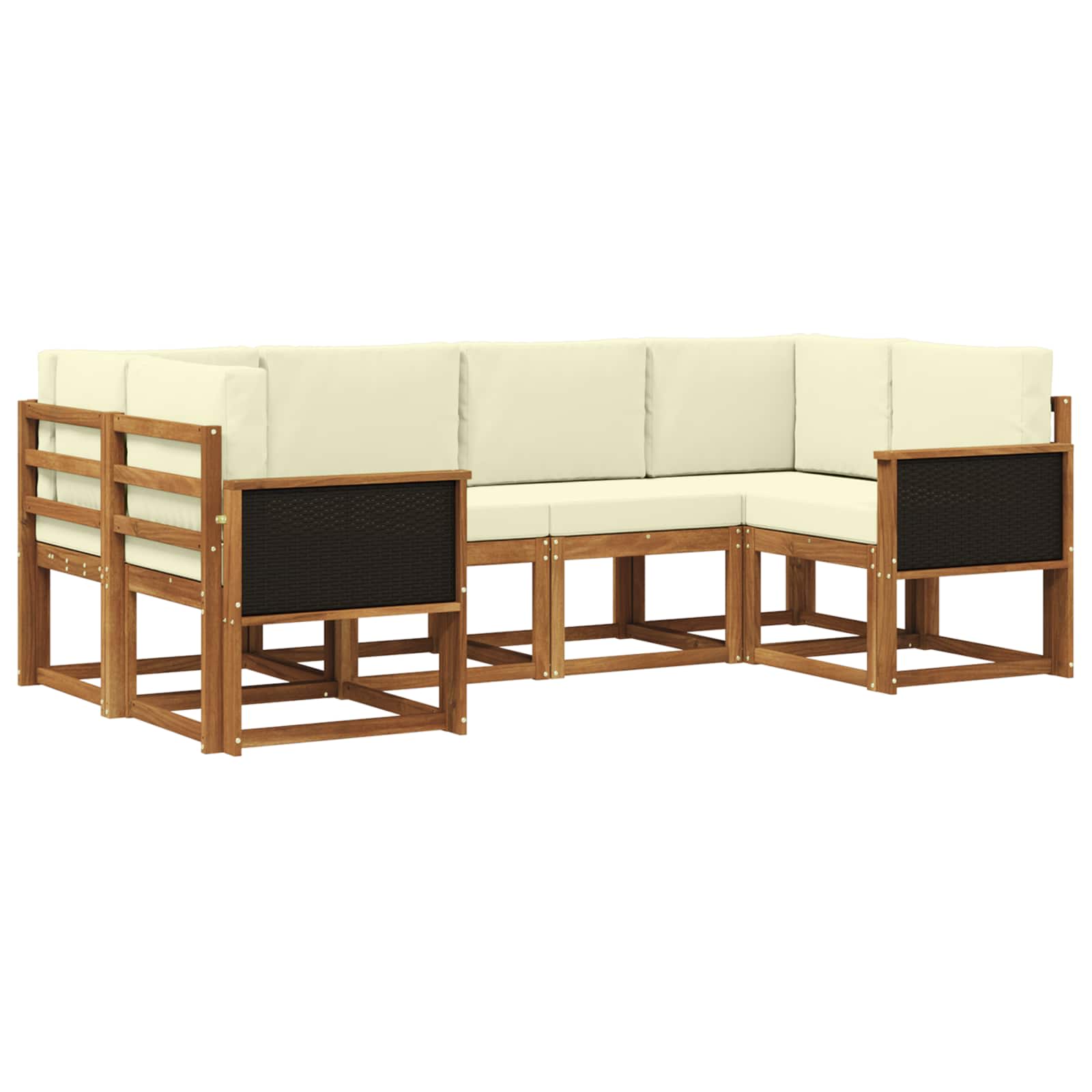 Set vanjskih sofa 6 pcs Prirodna i krem Čvrsto drvo akacije