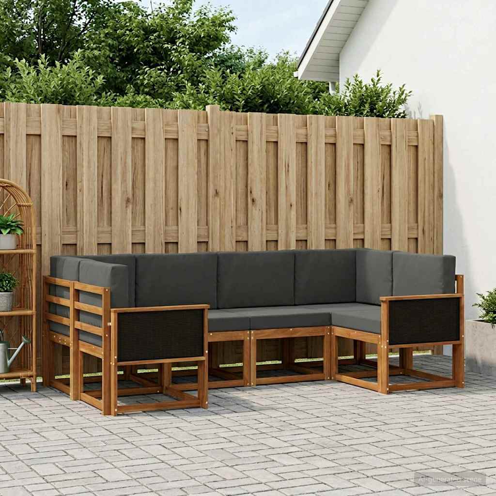 Set vanjskih sofa 6 pcs Prirodna i antracit Čvrsto drvo akacije