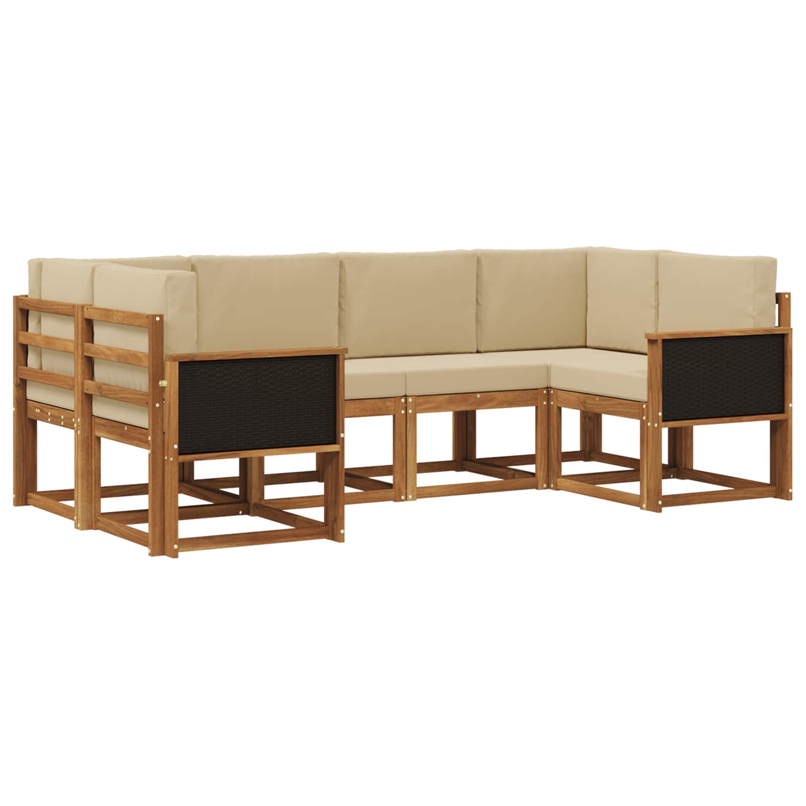 Set vanjskih sofa 6 pcs Prirodna i bež Čvrsto drvo akacije