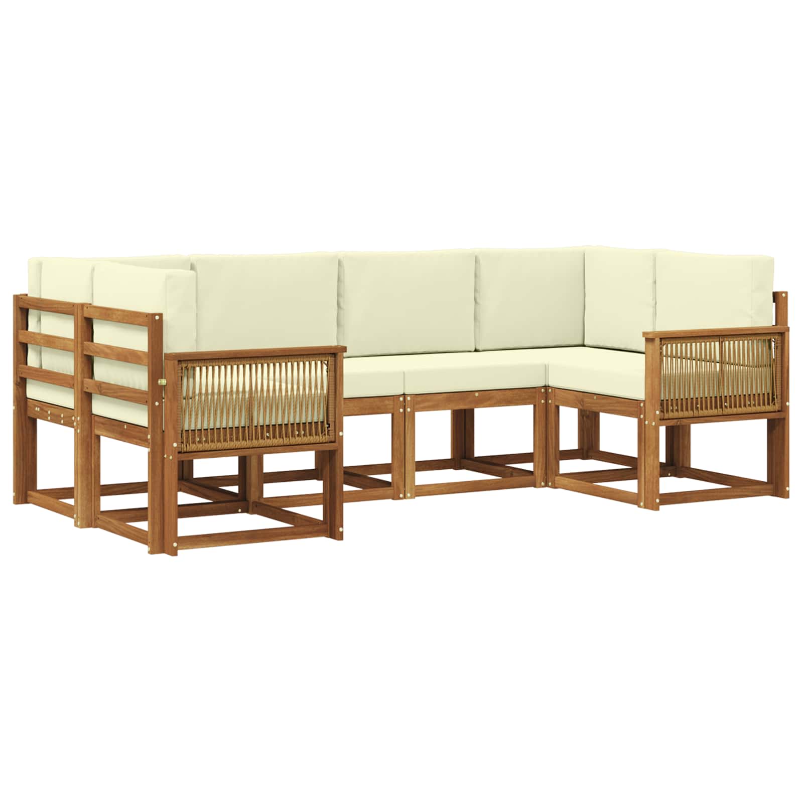 Set vanjskih sofa 6 pcs Prirodna i krem Čvrsto drvo akacije