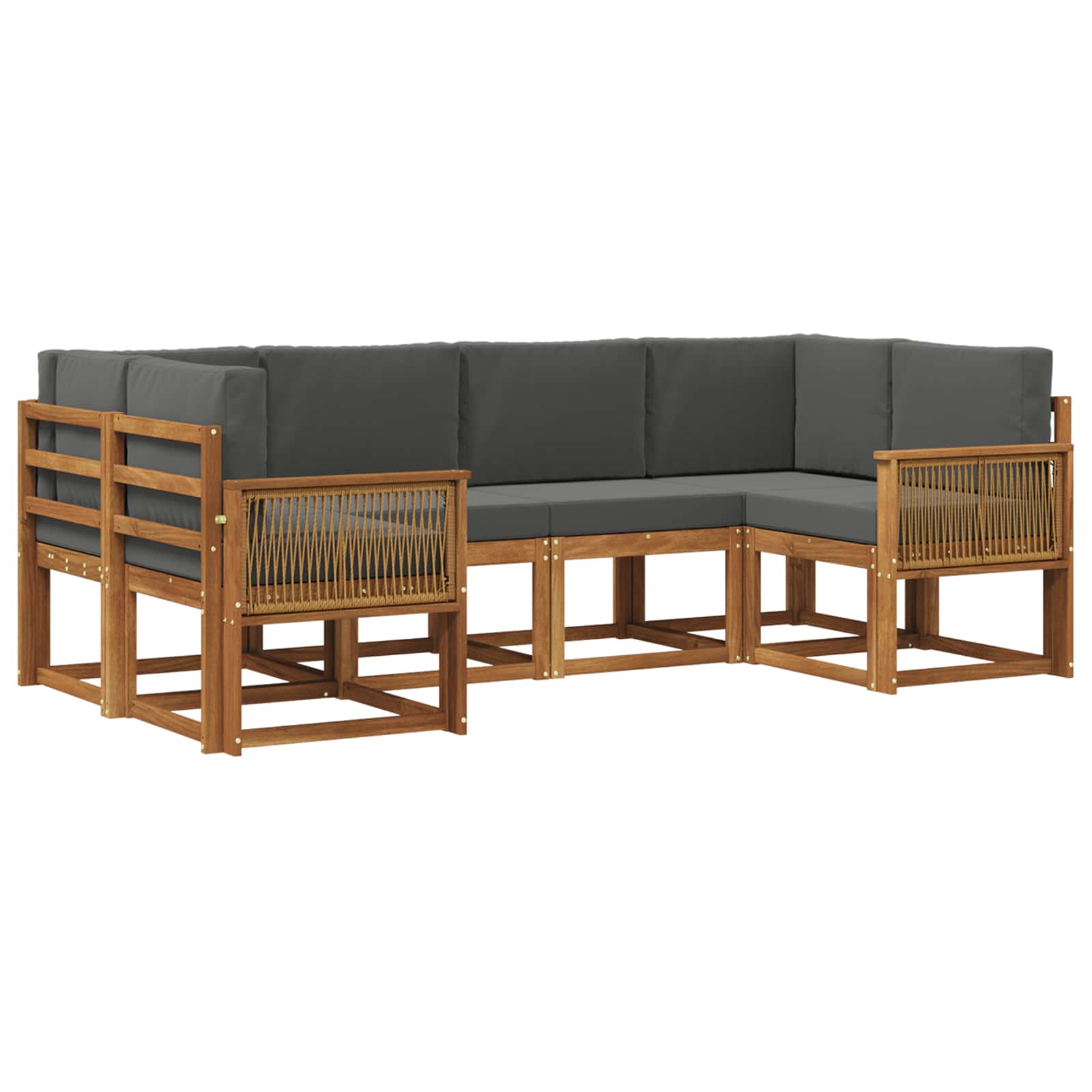 Set vanjskih sofa 6 pcs Prirodna i antracit Čvrsto drvo akacije