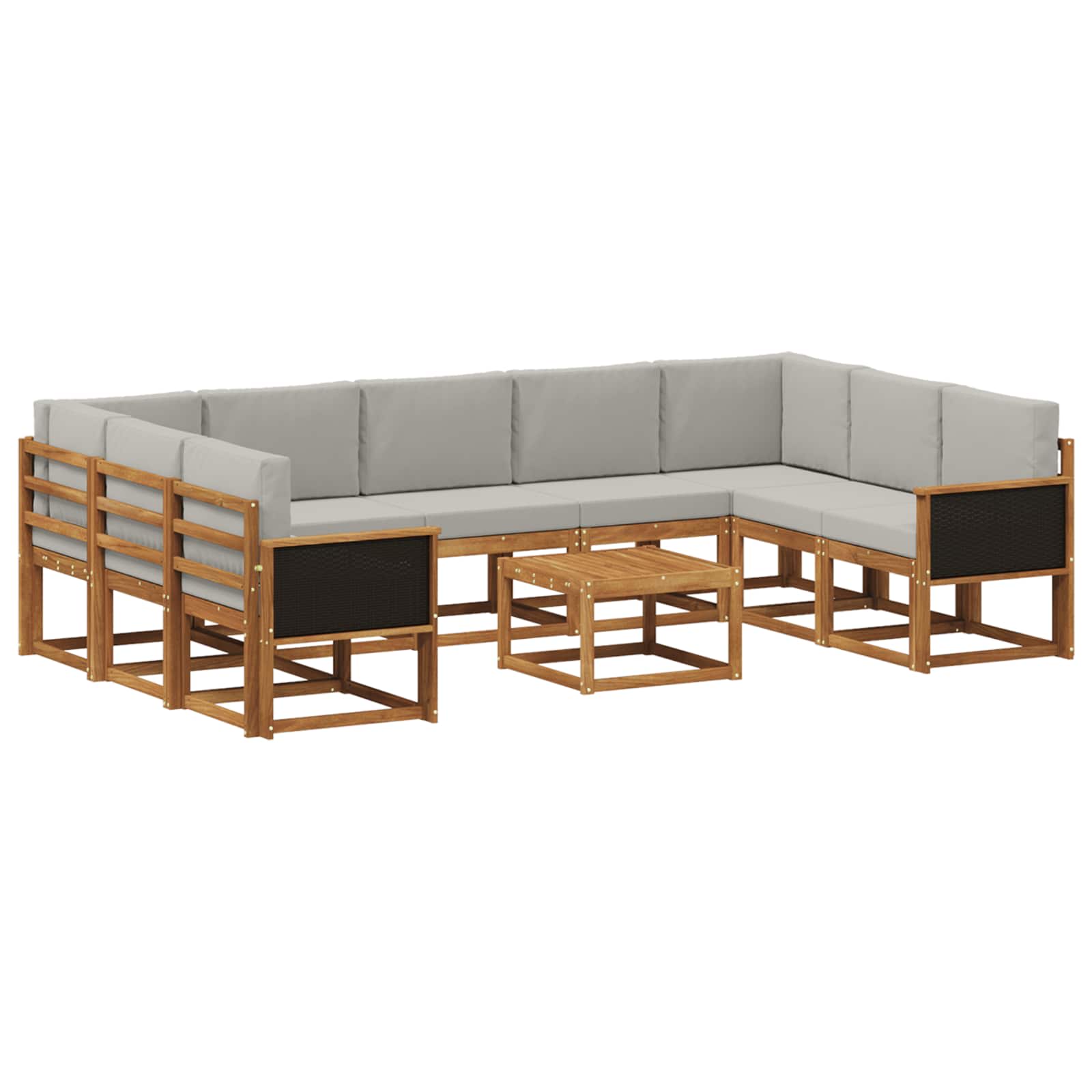 Set vanjskih sofa s jastukom 10 pcs Prirodna i svjetlosiva