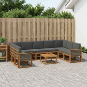 Set vanjskih sofa 10 kom. Prirodna i antracit