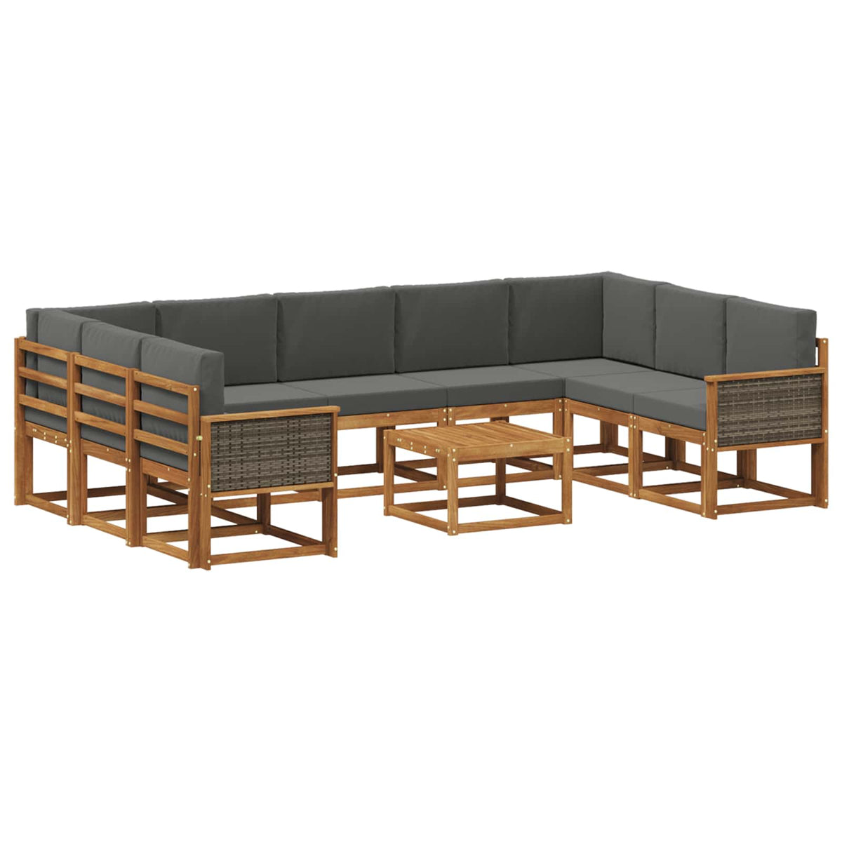 Set vanjskih sofa 10 kom. Prirodna i antracit