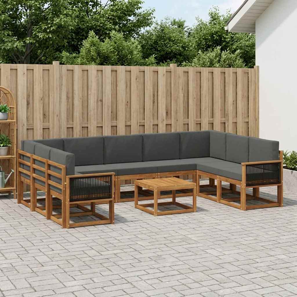 Set vanjskih sofa 10 kom. Prirodna i antracit