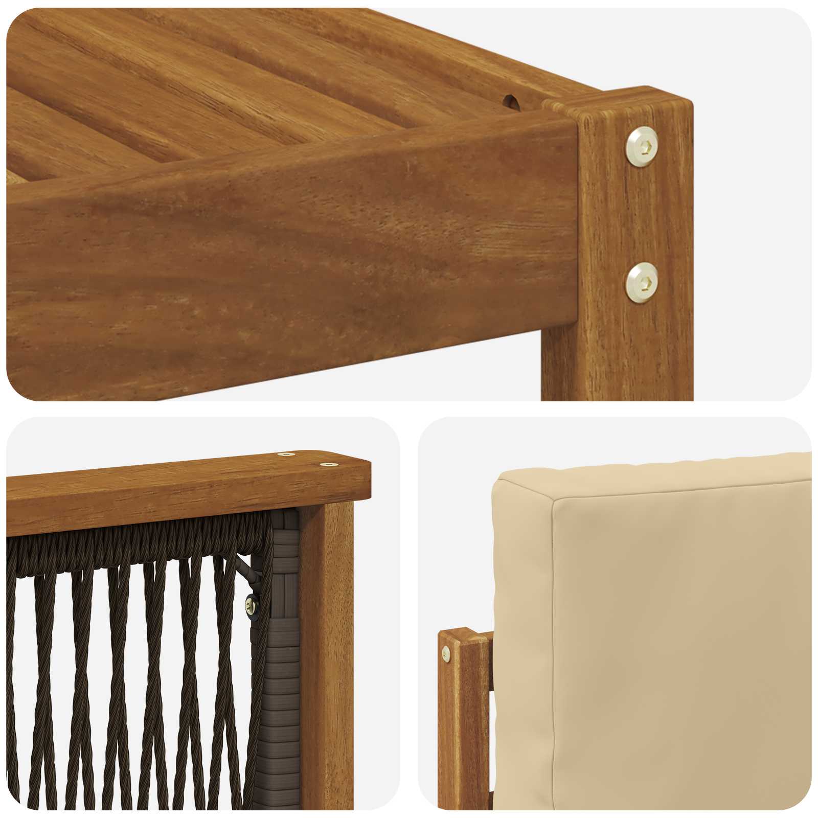 Set vanjskih sofa 10 pcs Prirodna i bež Čvrsto drvo akacije