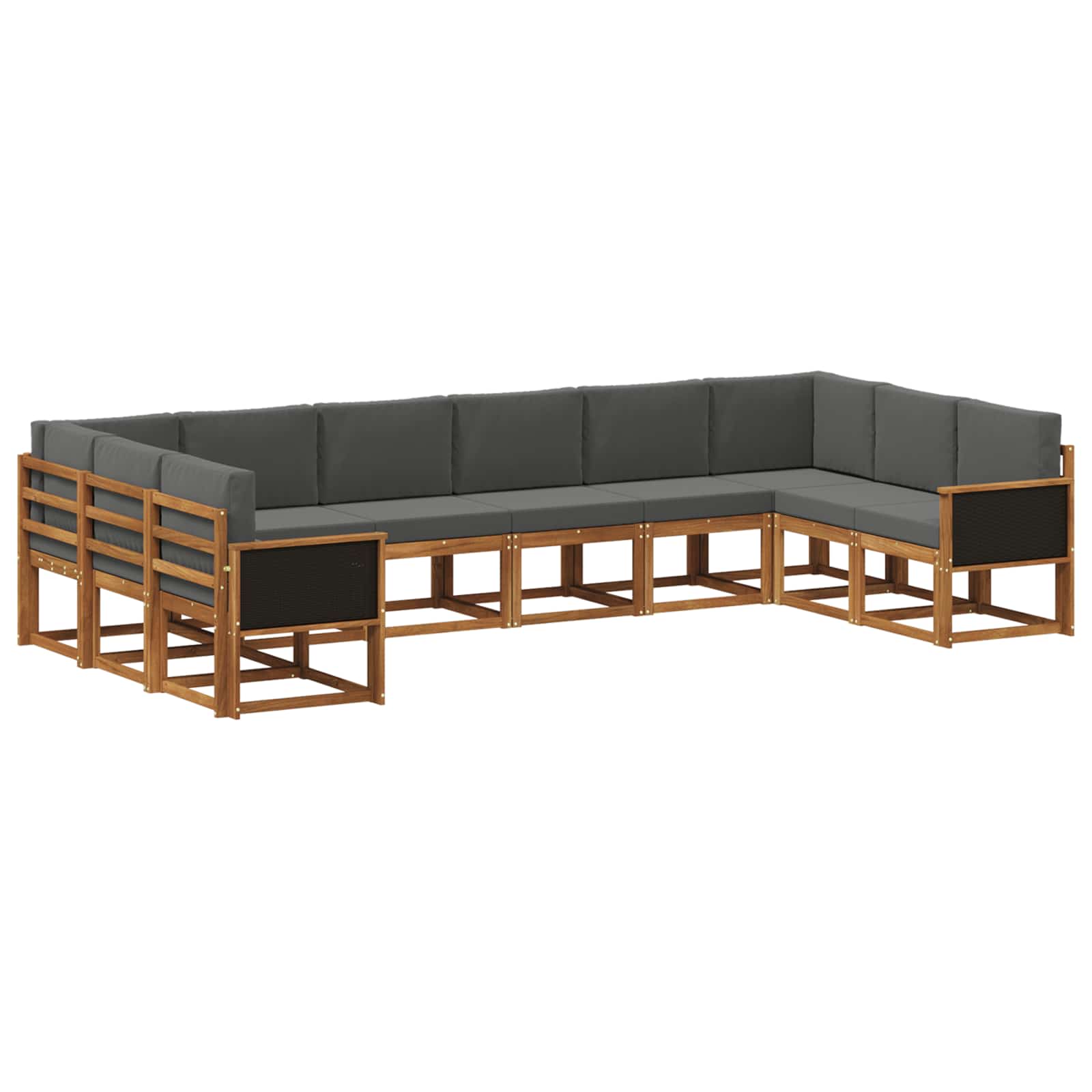 Set vanjskih sofa 10 pcs Prirodna i antracit