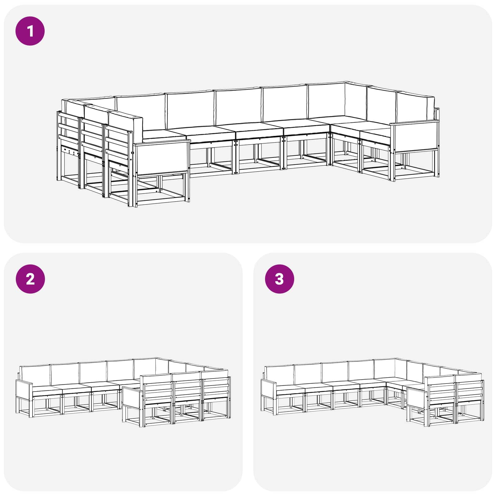 Set vanjskih sofa 10 pcs Prirodna i bež Čvrsto drvo akacije