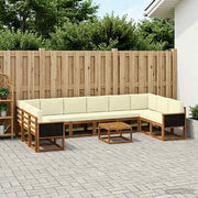 Set vanjskih sofa 11 kom. Prirodna i krem Čvrsto drvo akacije