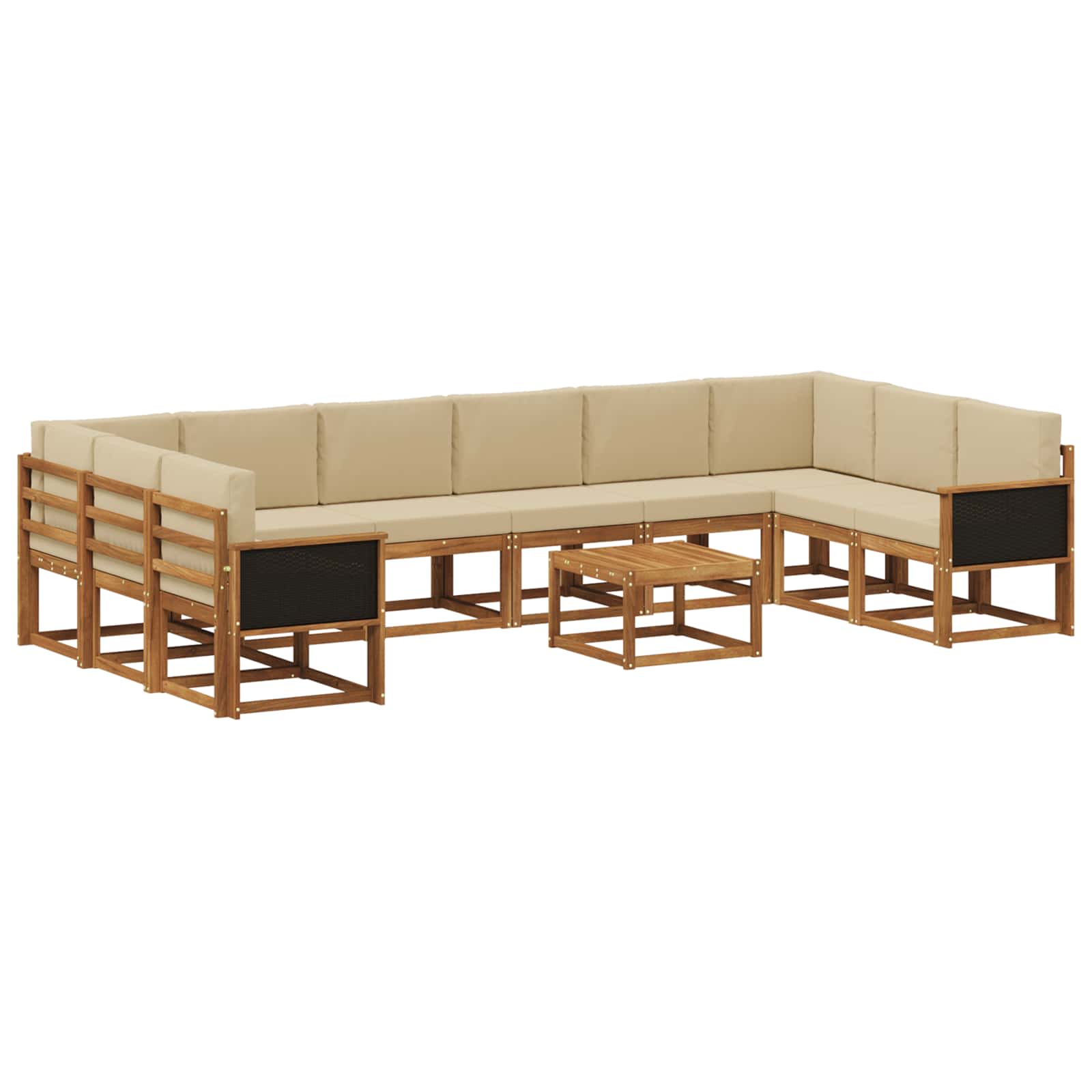 Set vanjskih sofa 11 pcs Prirodna i bež Čvrsto drvo akacije