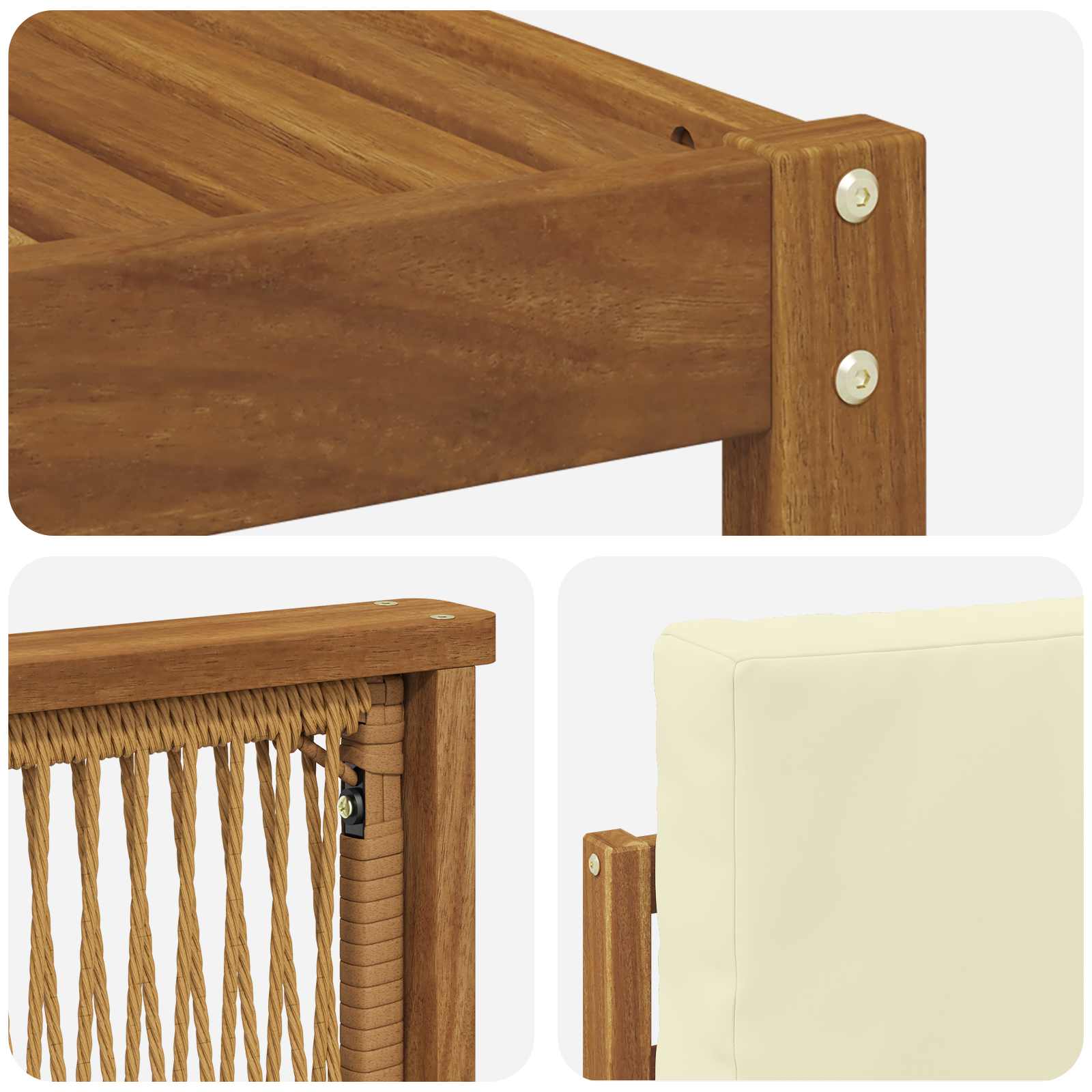 Set vanjskih sofa 11 kom. Prirodna i krem Čvrsto drvo akacije