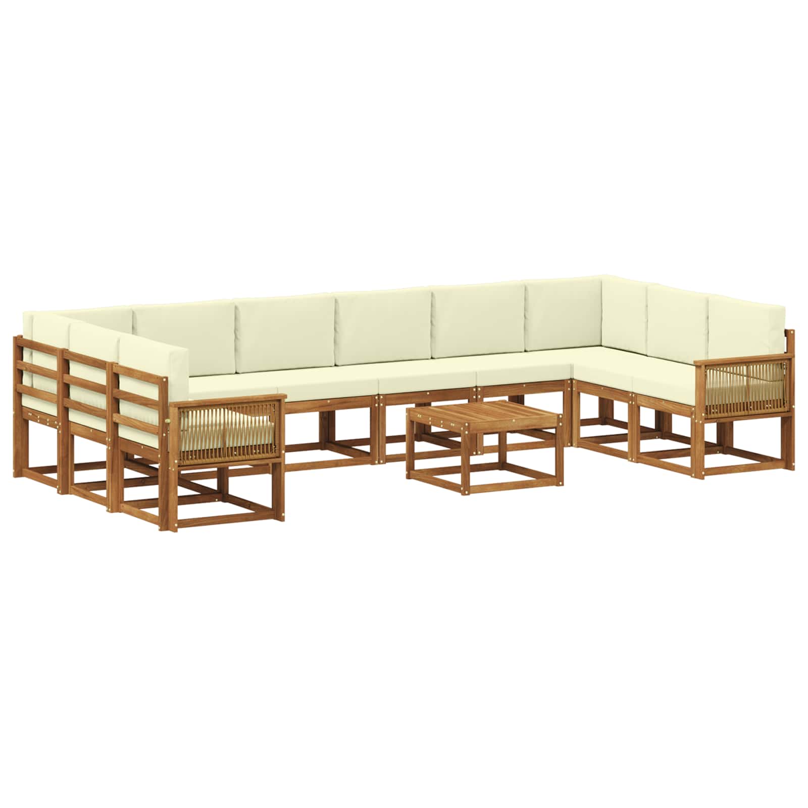 Set vanjskih sofa 11 kom. Prirodna i krem Čvrsto drvo akacije
