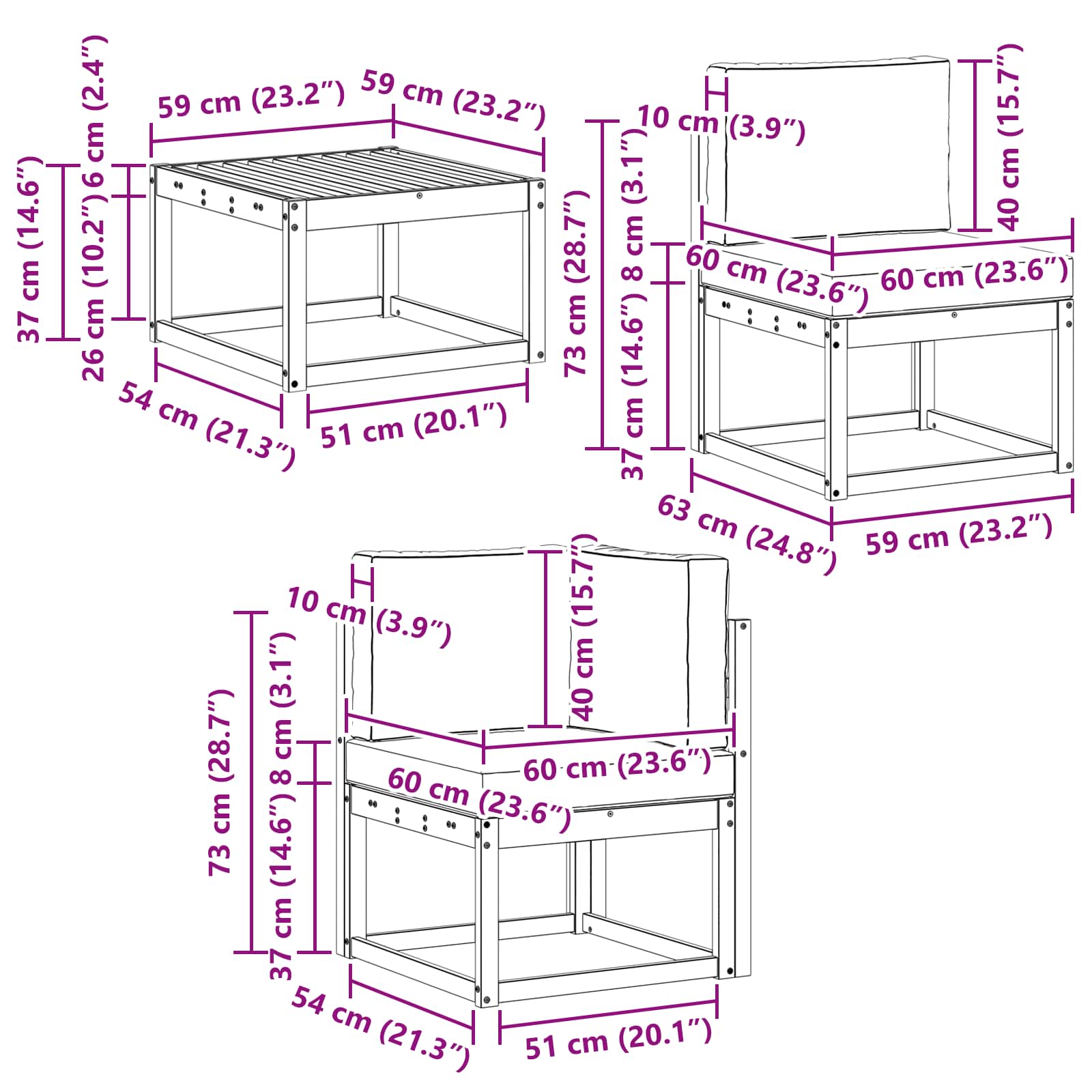Set vanjskih sofa 11 kom. Prirodna i krem Čvrsto drvo akacije