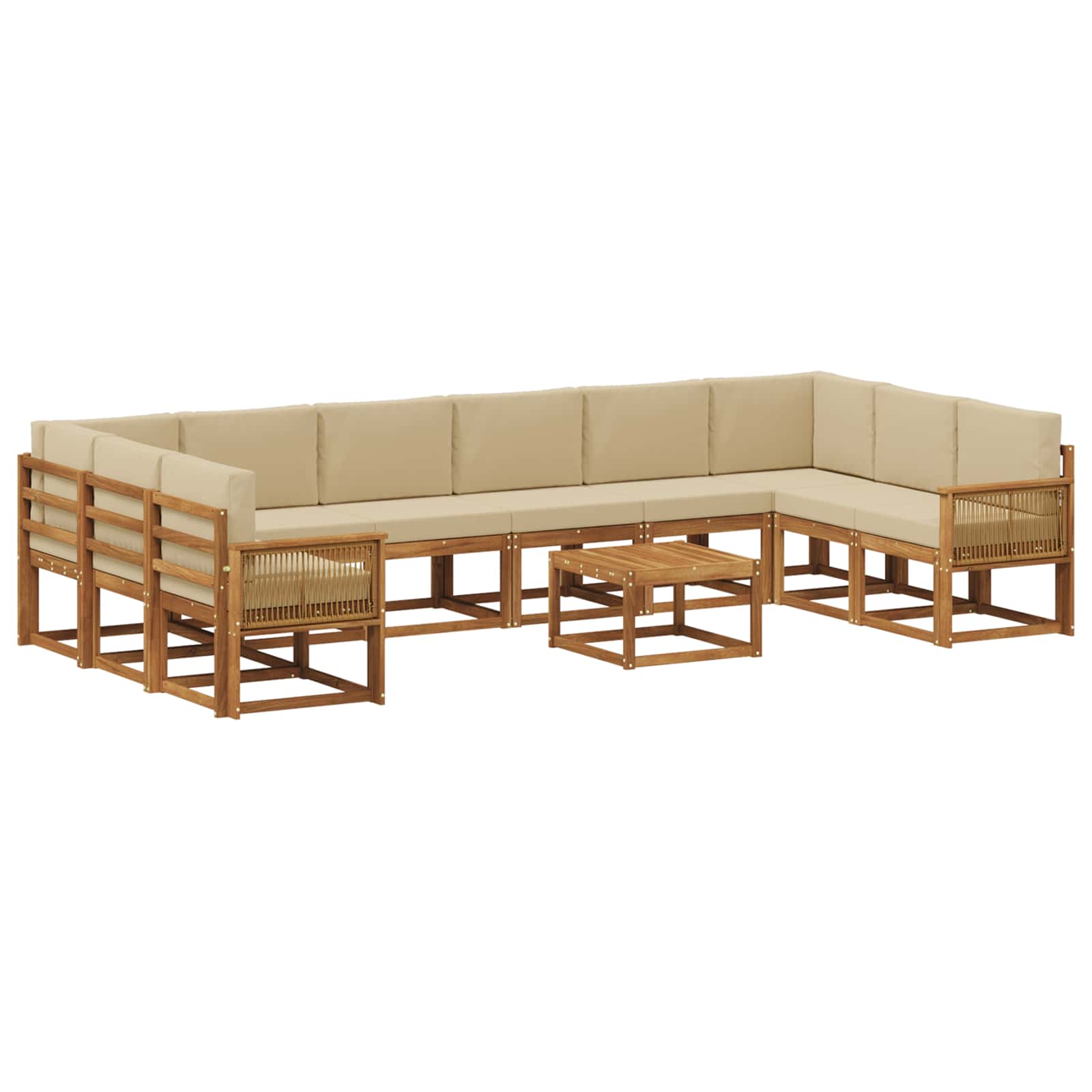 Set vanjskih sofa 11 pcs Prirodna i bež Čvrsto drvo akacije