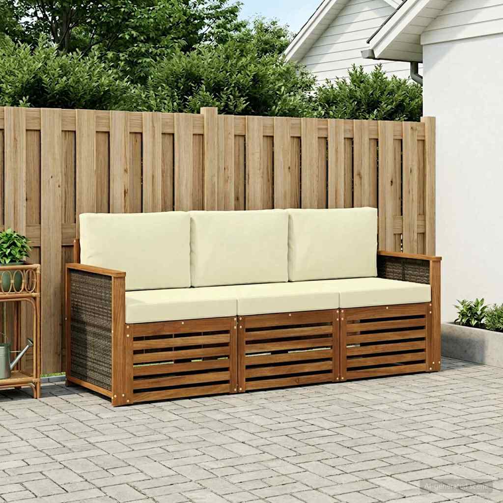 Setovi sofa s jastukom 3 pcs Čvrsto drvo akacije