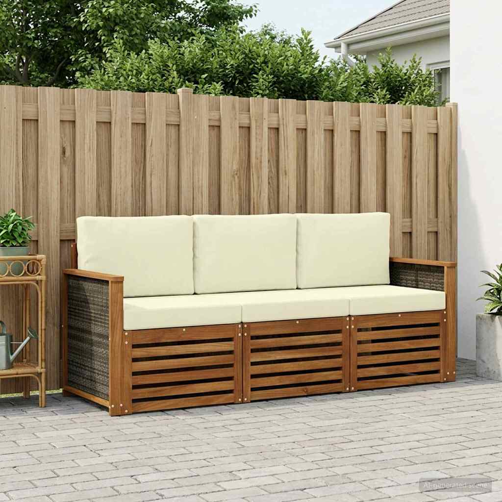 Setovi sofa s jastukom 3 pcs Čvrsto drvo akacije