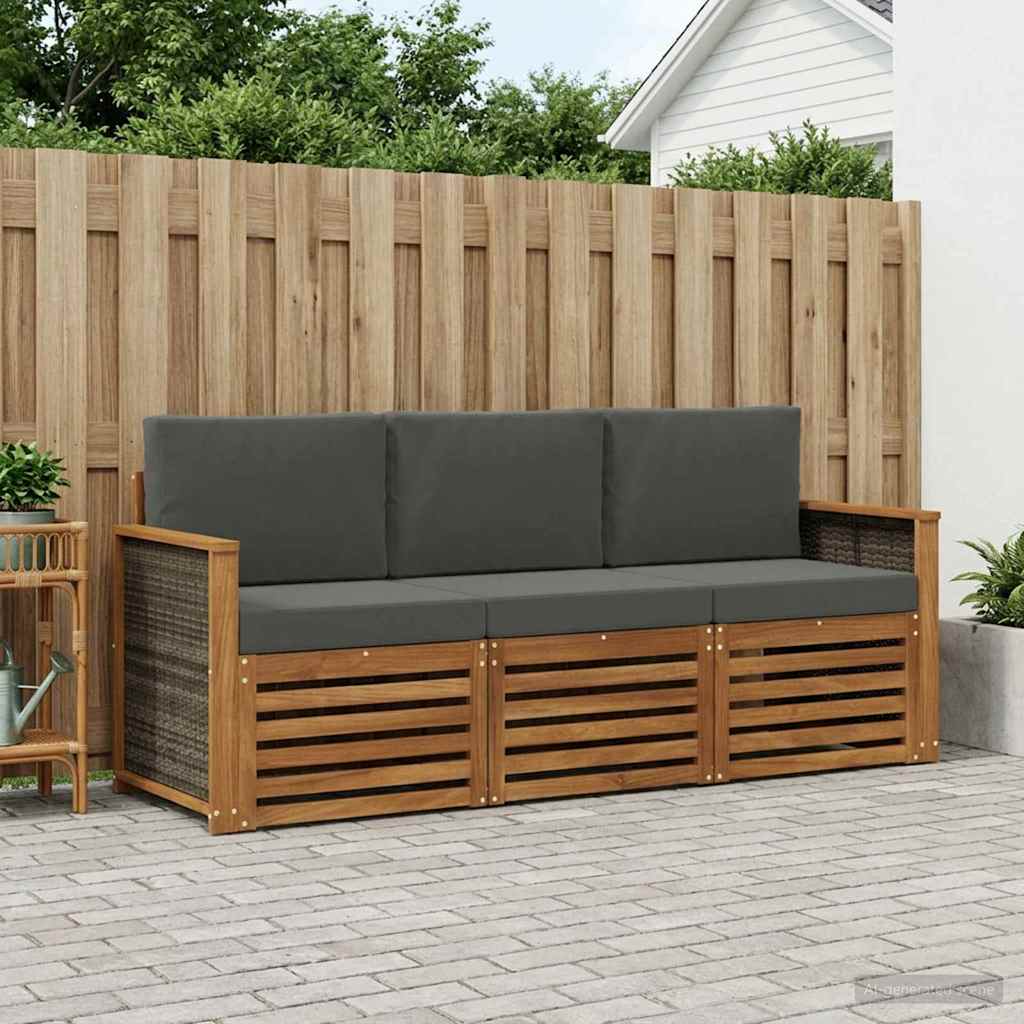 Setovi sofa s jastukom 3 pcs Čvrsto drvo akacije