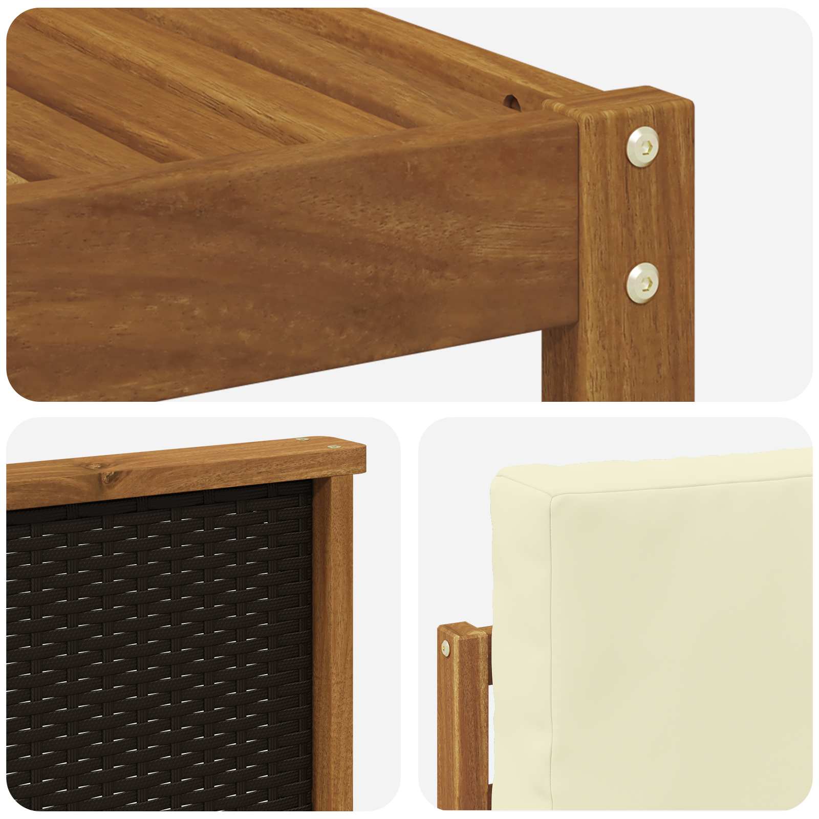 Set vanjskih sofa 5 pcs Prirodna i krem Čvrsto drvo akacije
