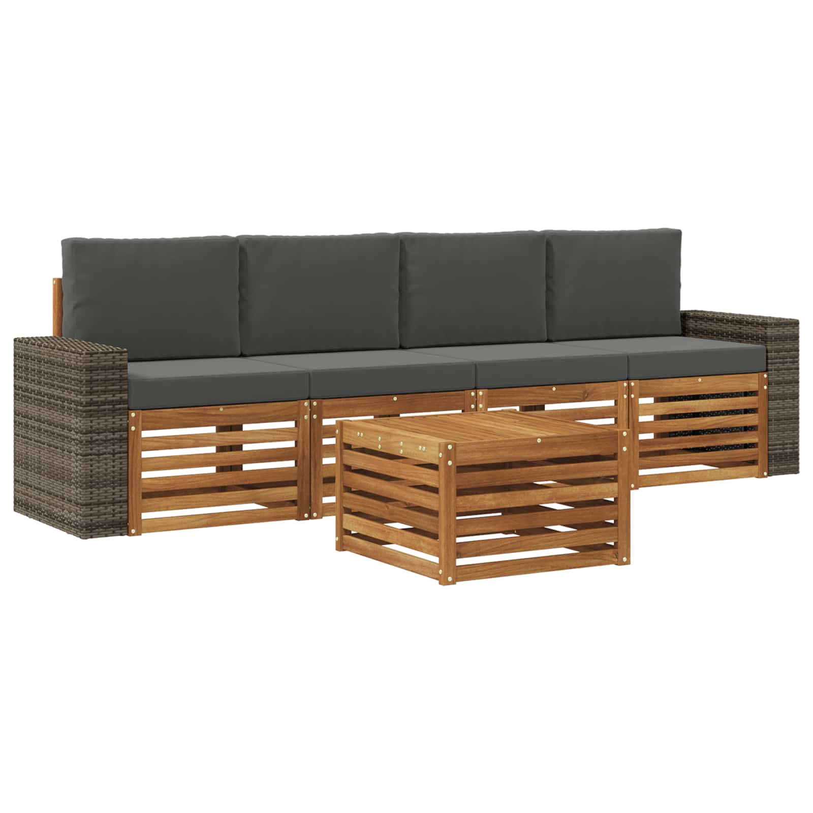 Set vanjskih sofa 5 pcs Prirodna i antracit Čvrsto drvo akacije