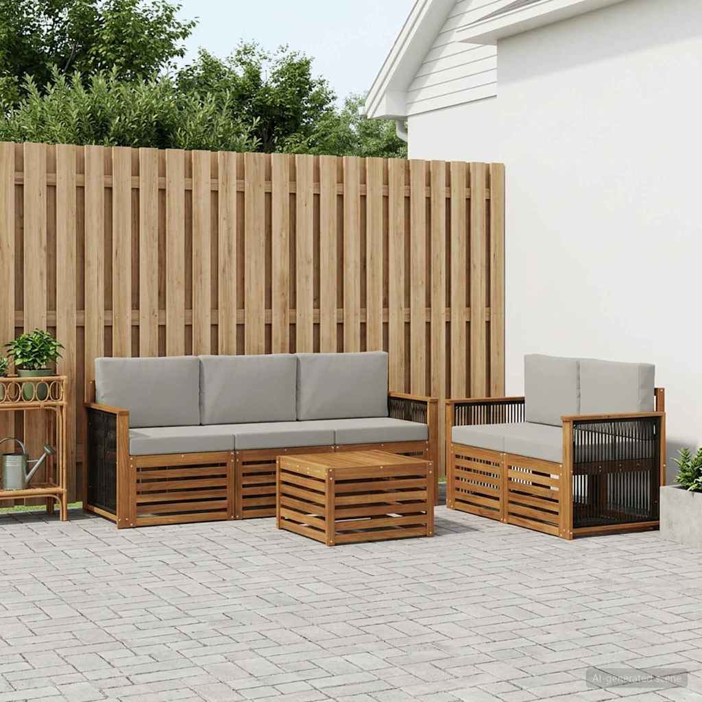 Setovi sofa s jastukom 6 pcs Čvrsto drvo akacije