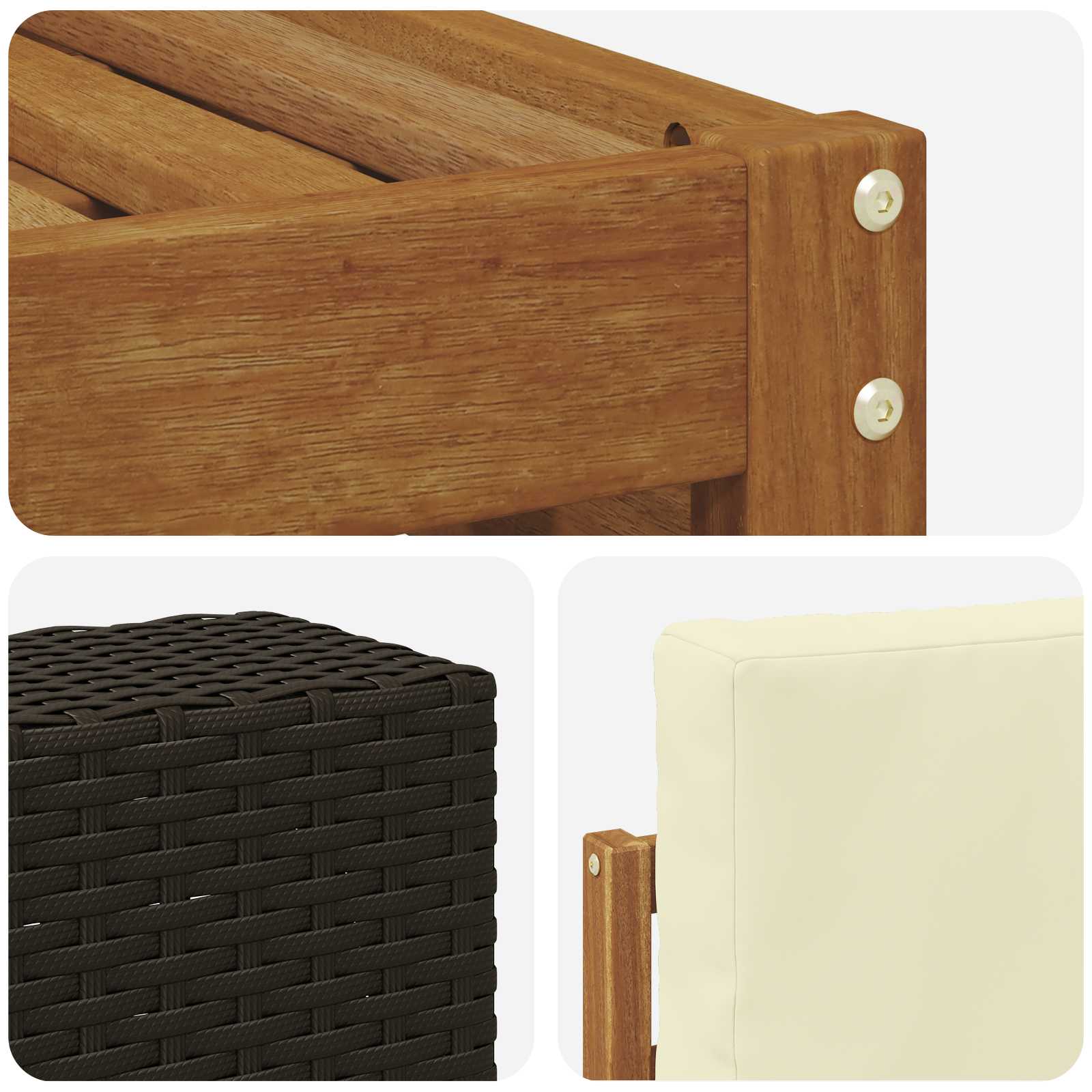 Set vanjskih sofa 6 kom. Prirodna i krem Čvrsto drvo akacije