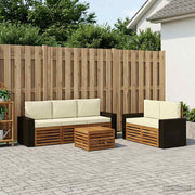 Set vanjskih sofa 6 kom. Prirodna i krem Čvrsto drvo akacije
