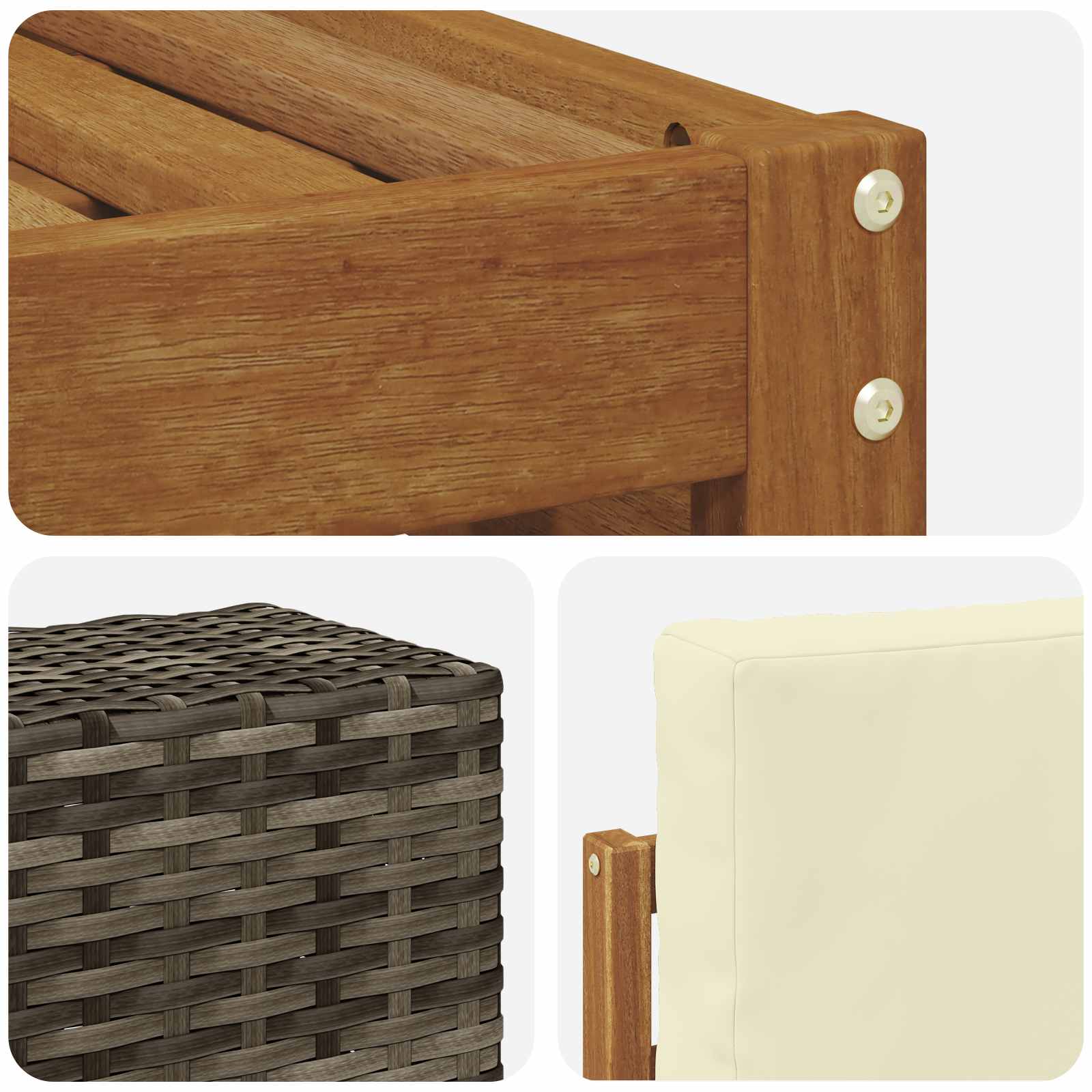 Set vanjskih sofa 6 kom. Prirodna i krem Čvrsto drvo akacije