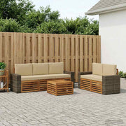 Set vanjskih sofa 6 kom. Prirodna i bež Čvrsto drvo akacije