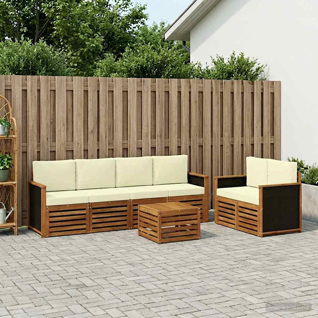 Set vanjskih sofa 7 pcs Prirodna i krem Čvrsto drvo akacije