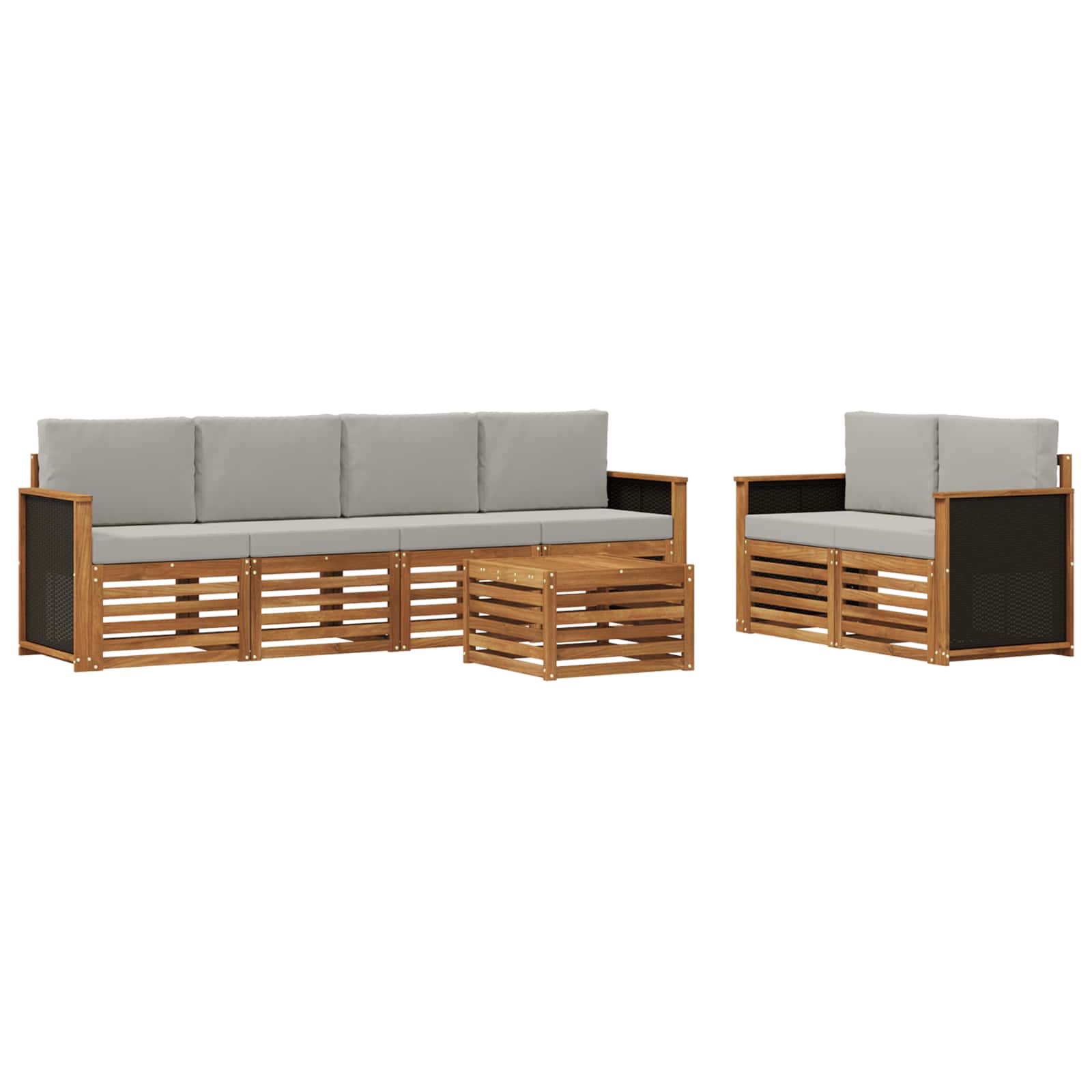 Set vanjskih sofa 7 kom. Prirodna i svjetlosiva