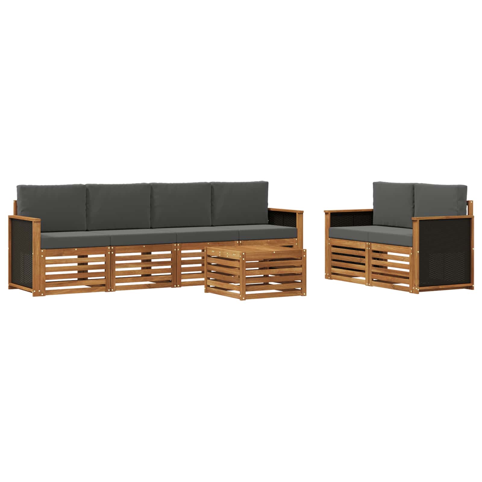 Set vanjskih sofa 7 pcs Prirodna i antracit Čvrsto drvo akacije