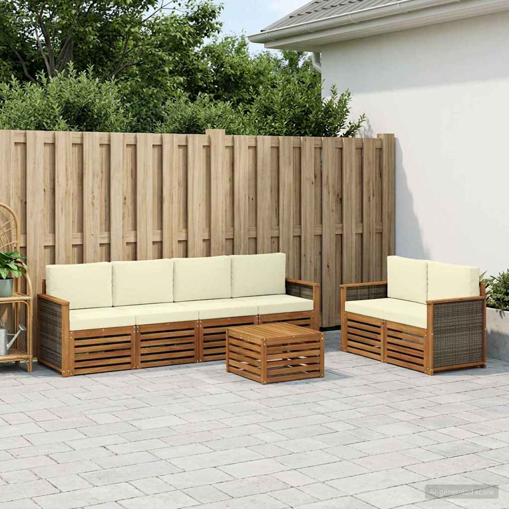 Set vanjskih sofa 7 pcs Prirodna i krem Čvrsto drvo akacije