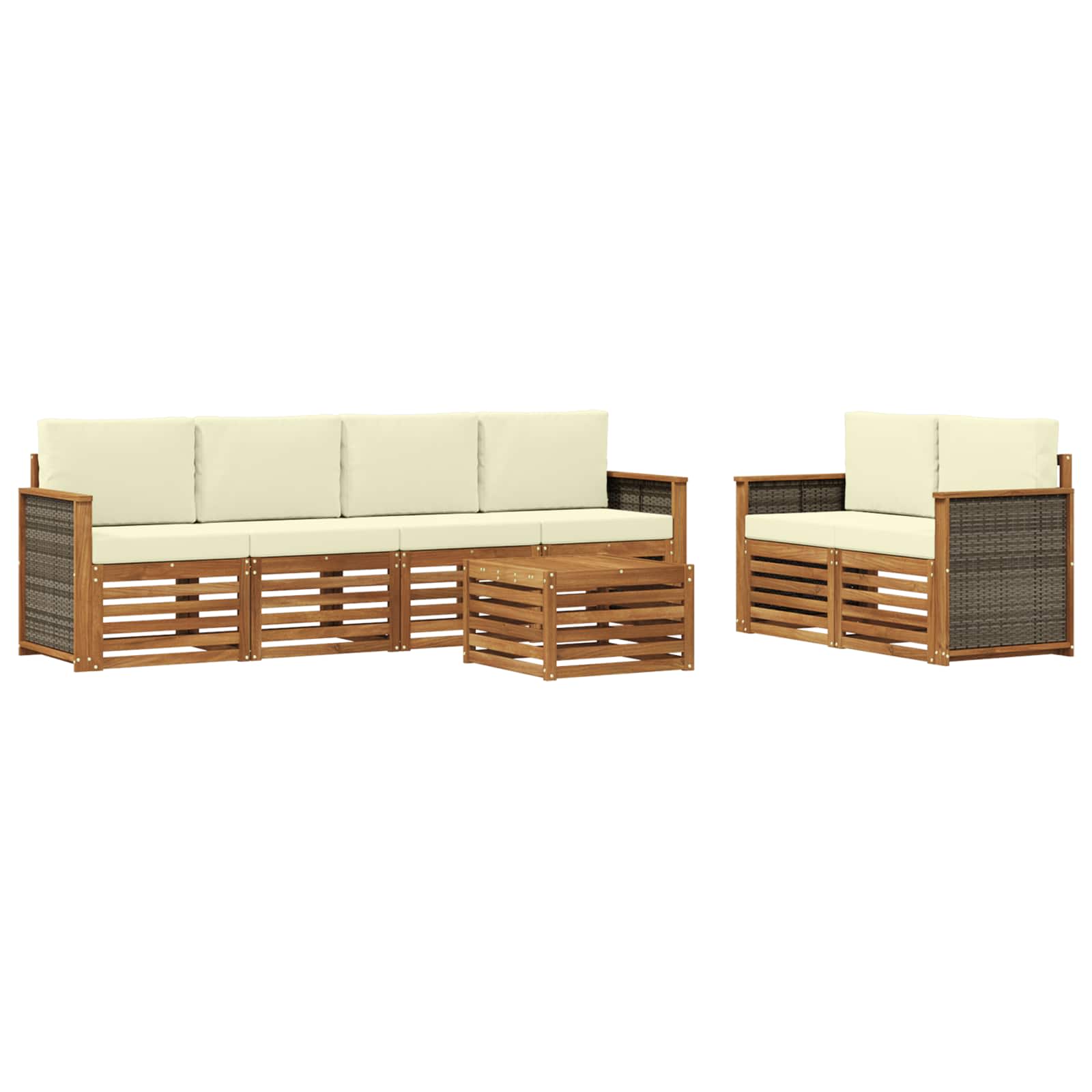 Set vanjskih sofa 7 pcs Prirodna i krem Čvrsto drvo akacije