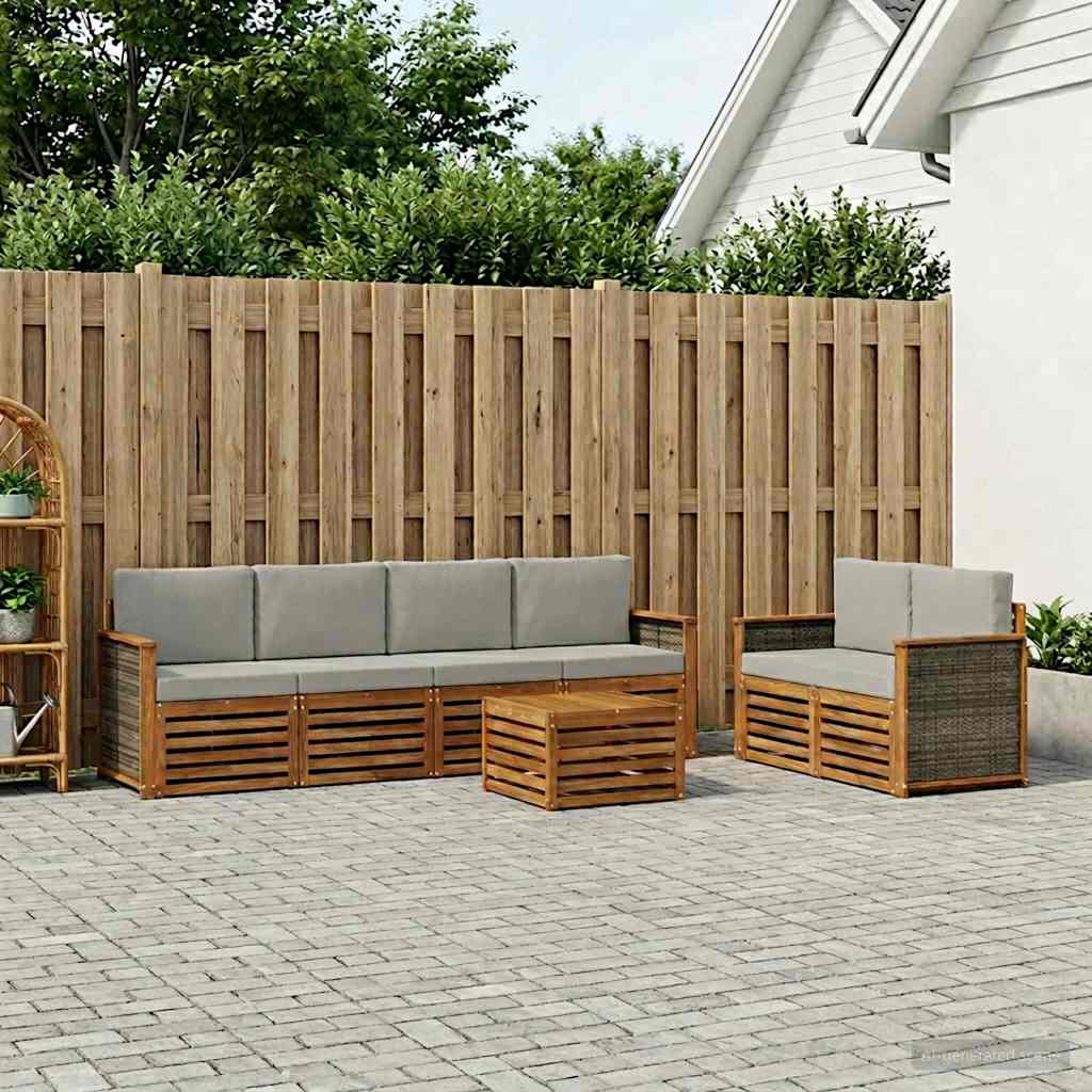 Set vanjskih sofa 7 kom. Prirodna i svjetlosiva