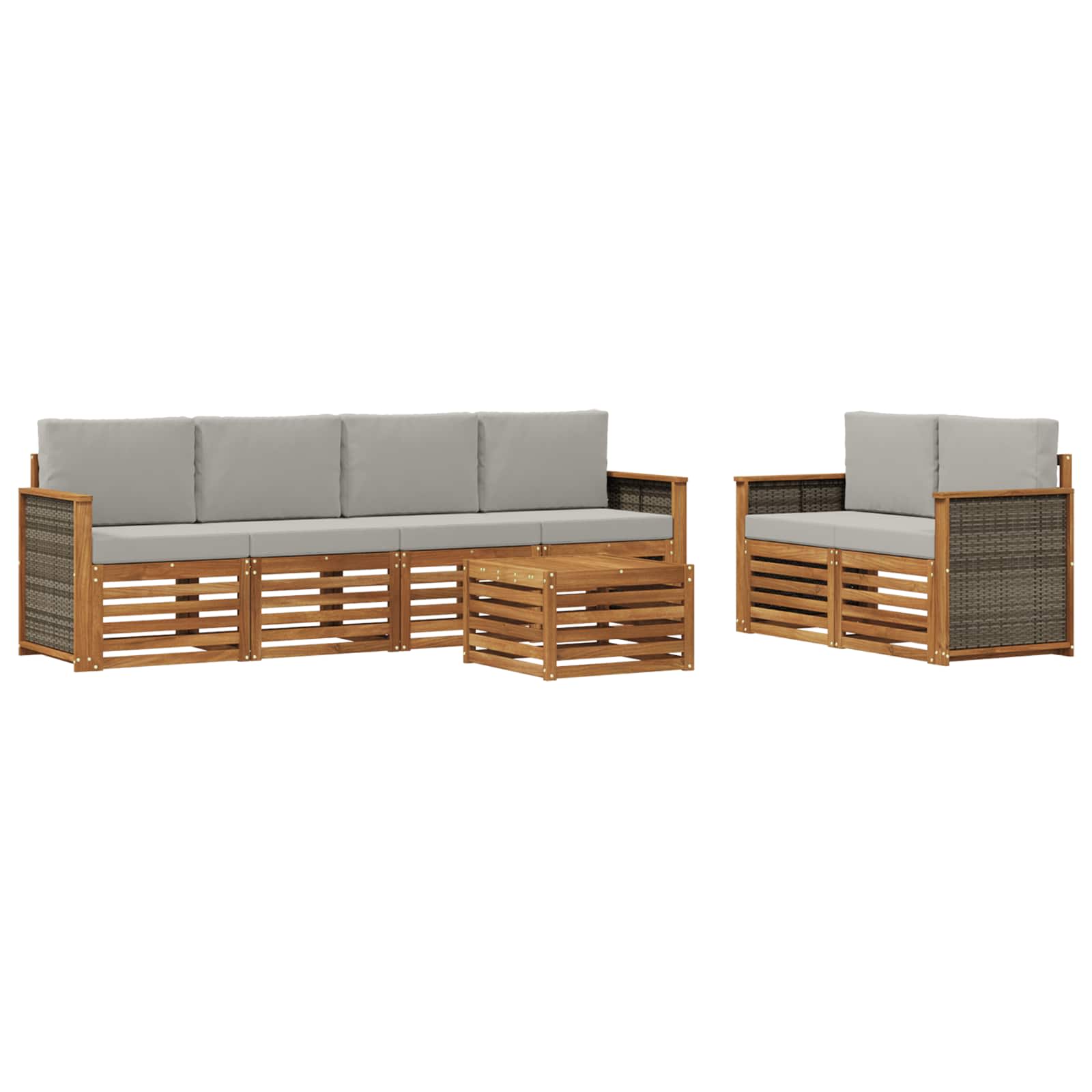 Set vanjskih sofa 7 kom. Prirodna i svjetlosiva