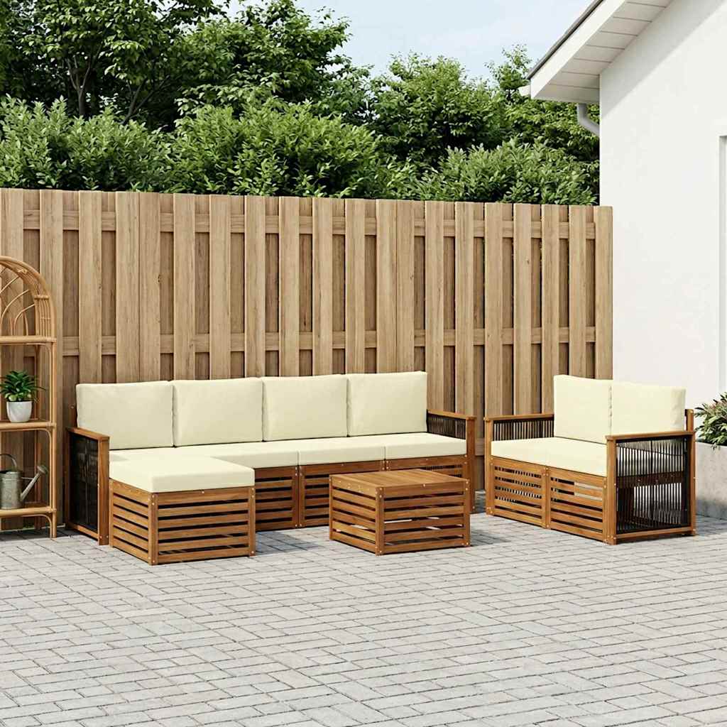 Set vanjskih sofa 7 pcs Prirodna i krem Čvrsto drvo akacije