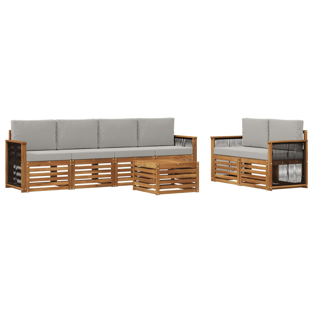 Set vanjskih sofa 7 kom. Prirodna i svjetlosiva
