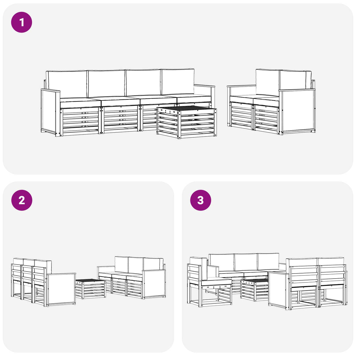 Set vanjskih sofa 7 kom. Prirodna i svjetlosiva