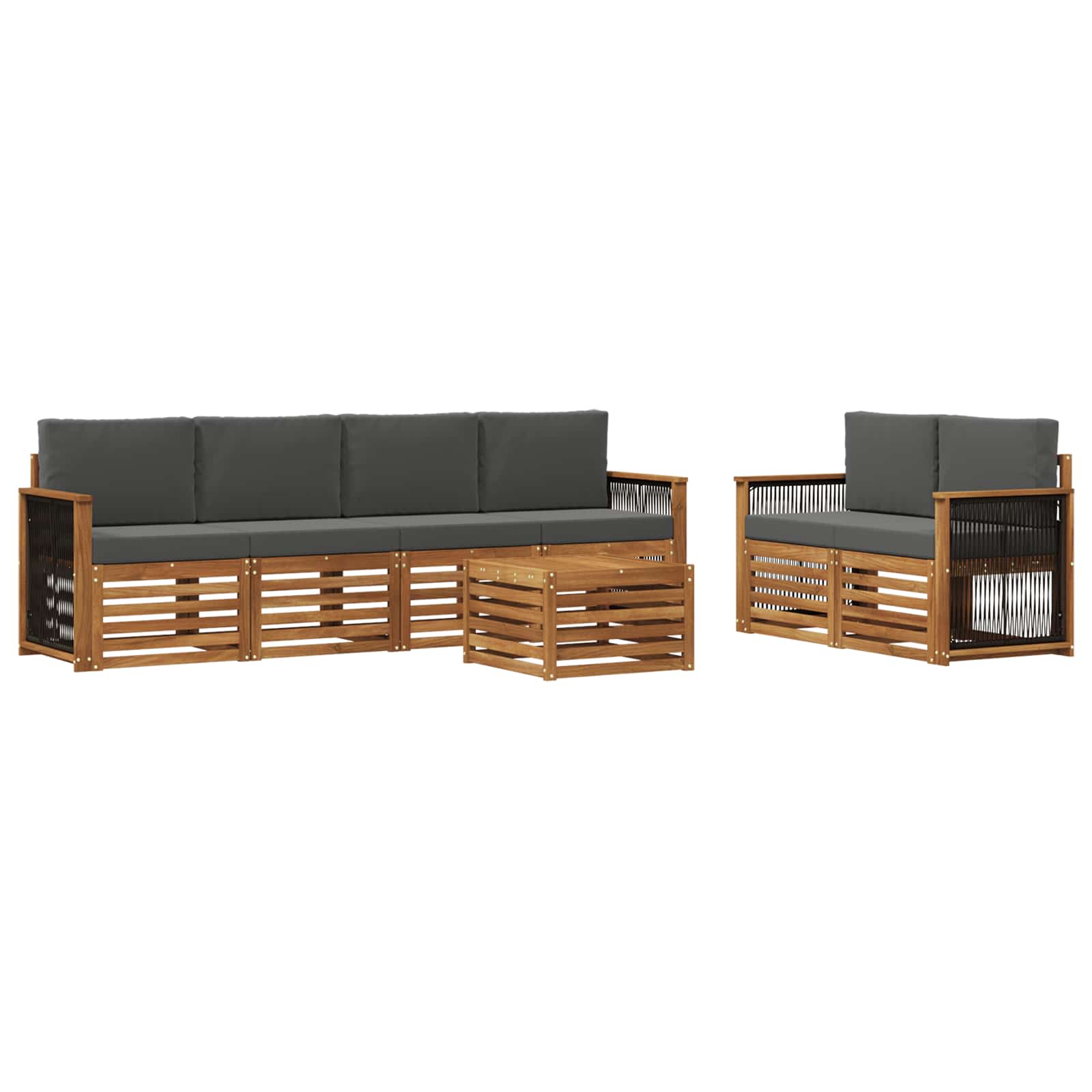 Set vanjskih sofa 7 pcs Prirodna i antracit Čvrsto drvo akacije