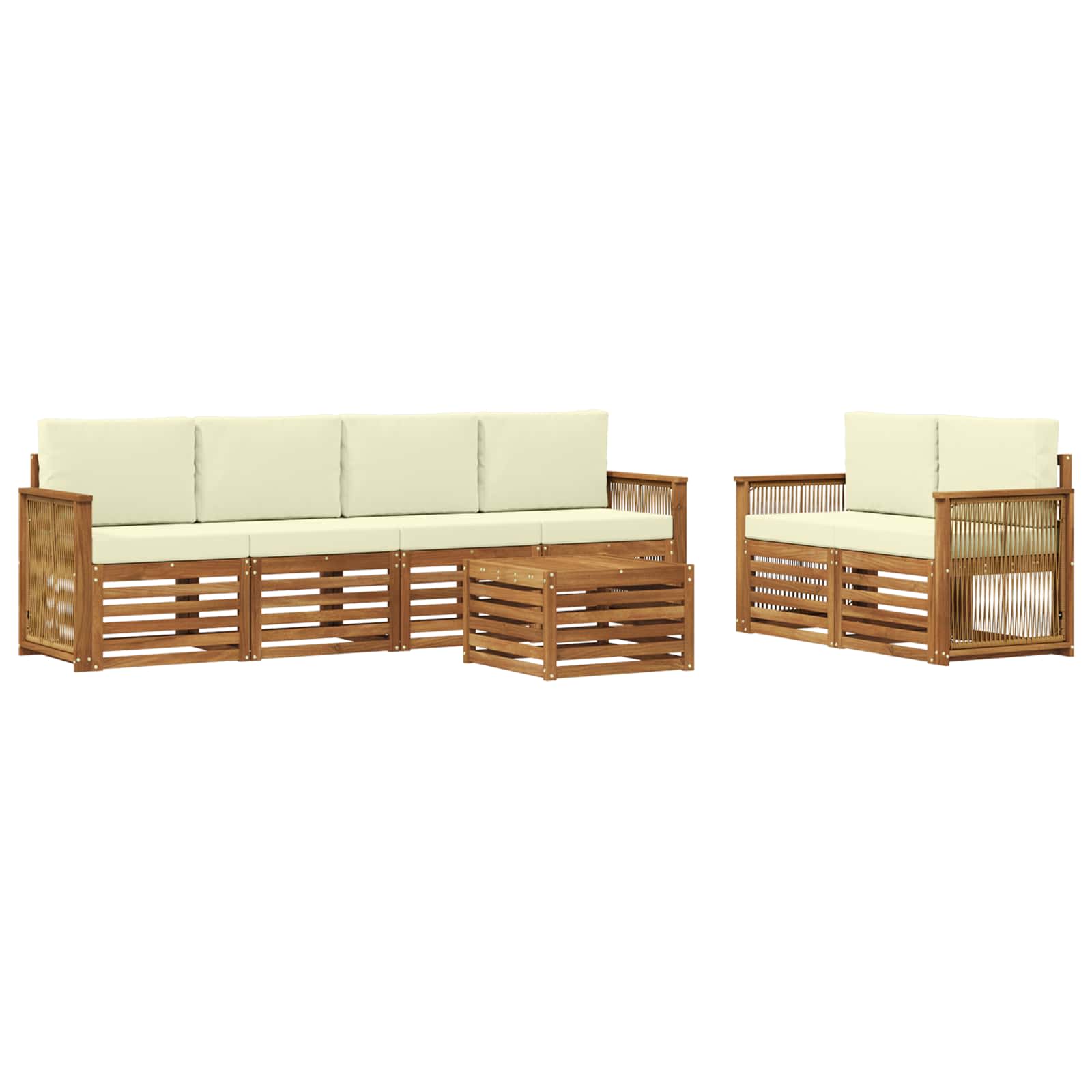 Set vanjskih sofa 7 pcs Prirodna i krem Čvrsto drvo akacije
