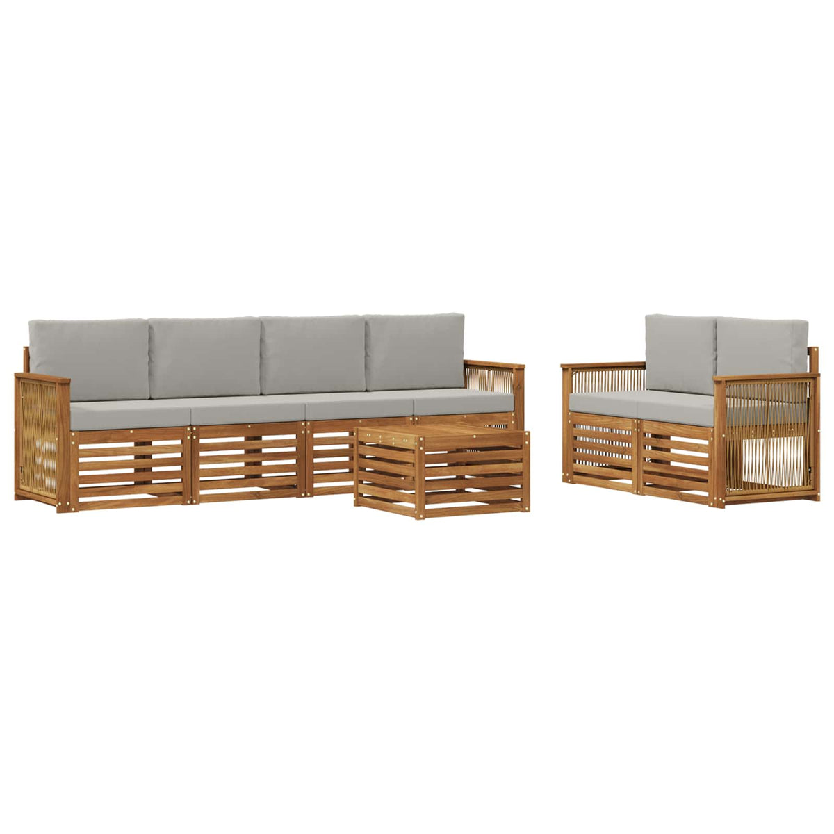 Set vanjskih sofa 7 kom. Prirodna i svjetlosiva