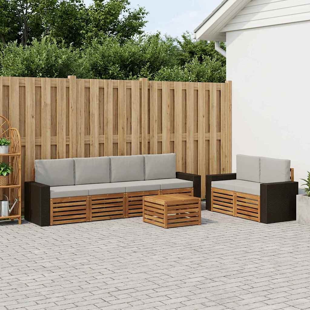 Set vanjskih sofa 7 kom. Prirodna i svjetlosiva