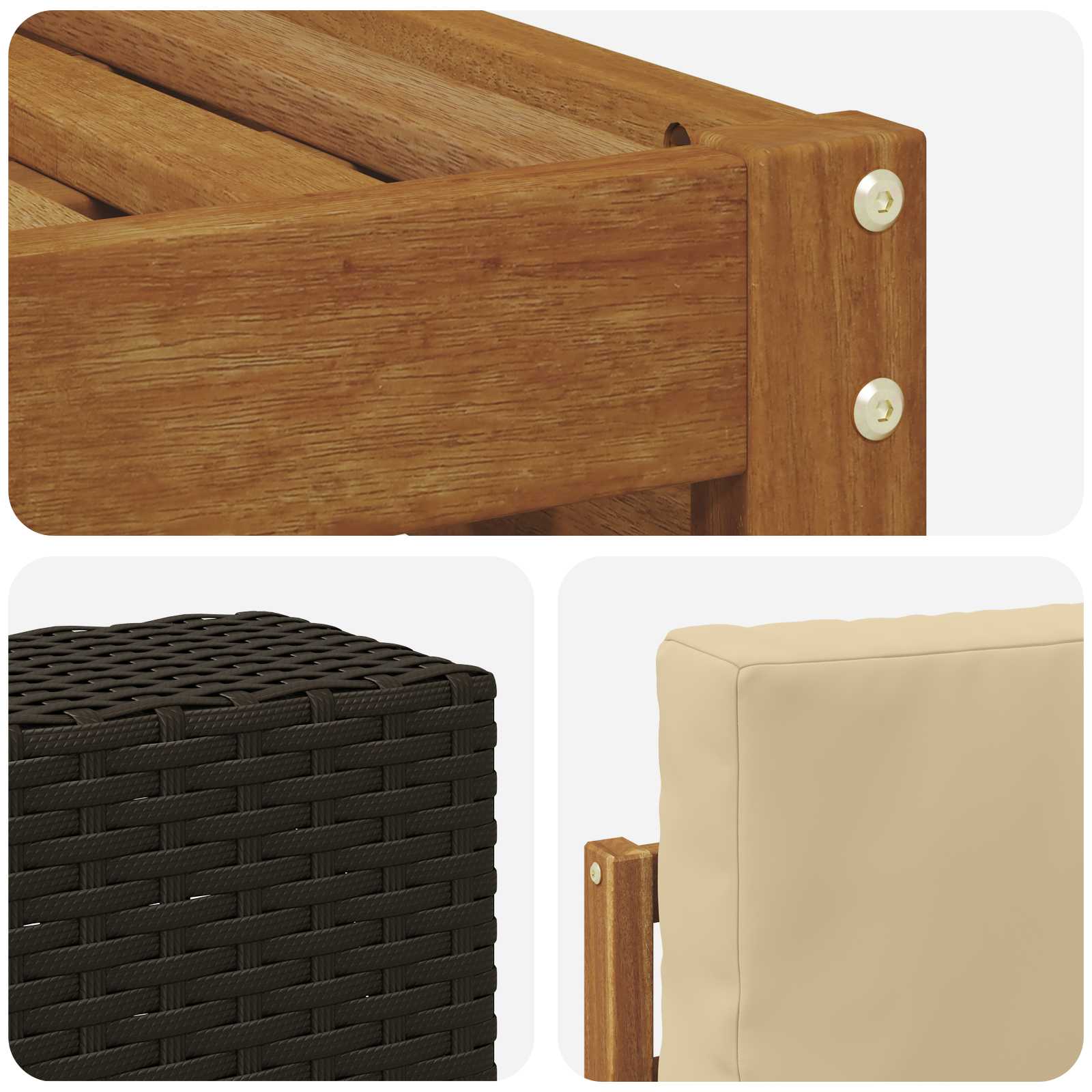 Set vanjskih sofa 7 pcs Prirodna i bež Čvrsto drvo akacije