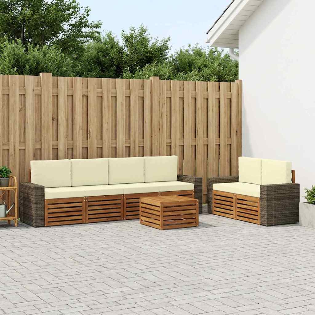 Set vanjskih sofa 7 kom. Prirodna i krem Čvrsto drvo akacije