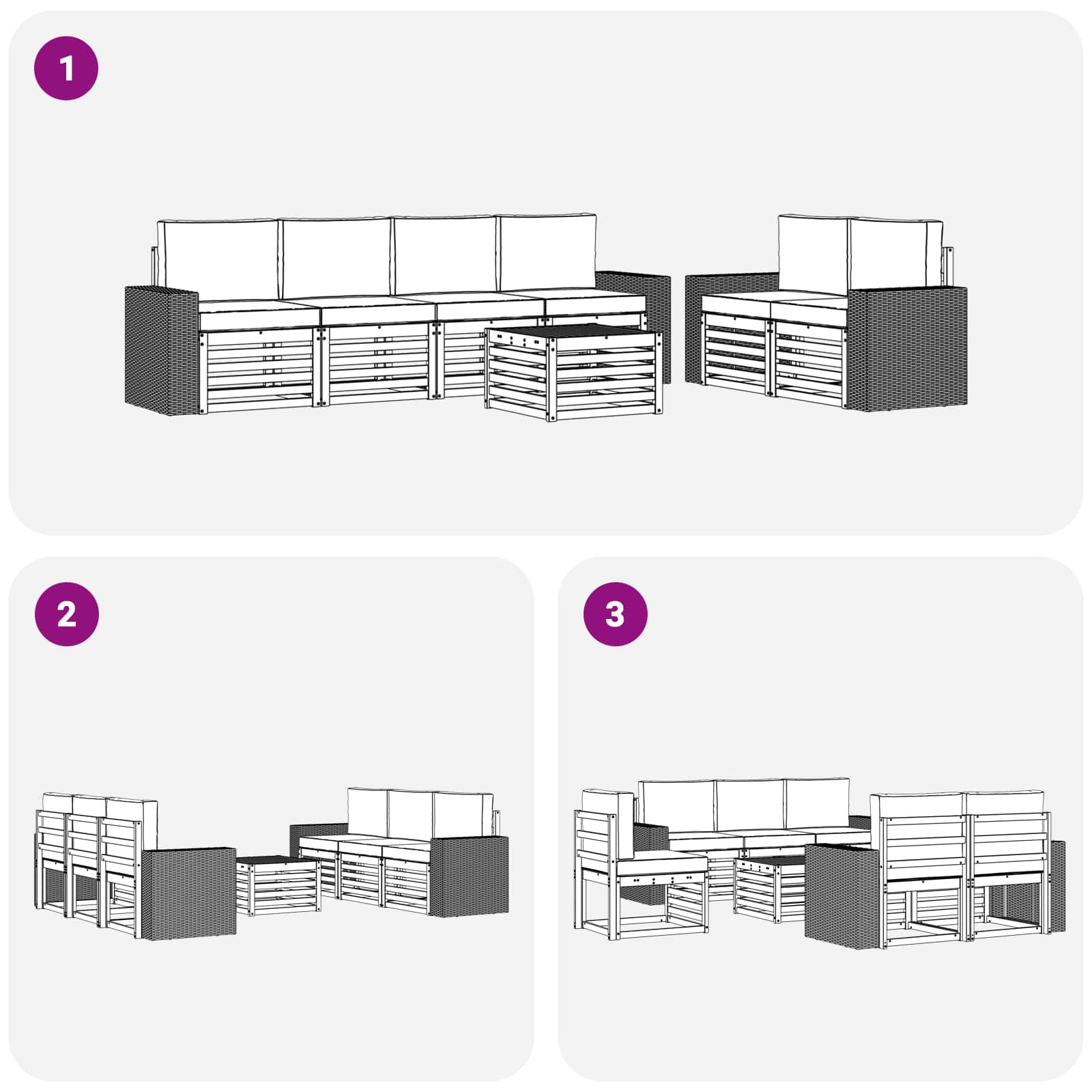Set vanjskih sofa 7 kom. Prirodna i krem Čvrsto drvo akacije