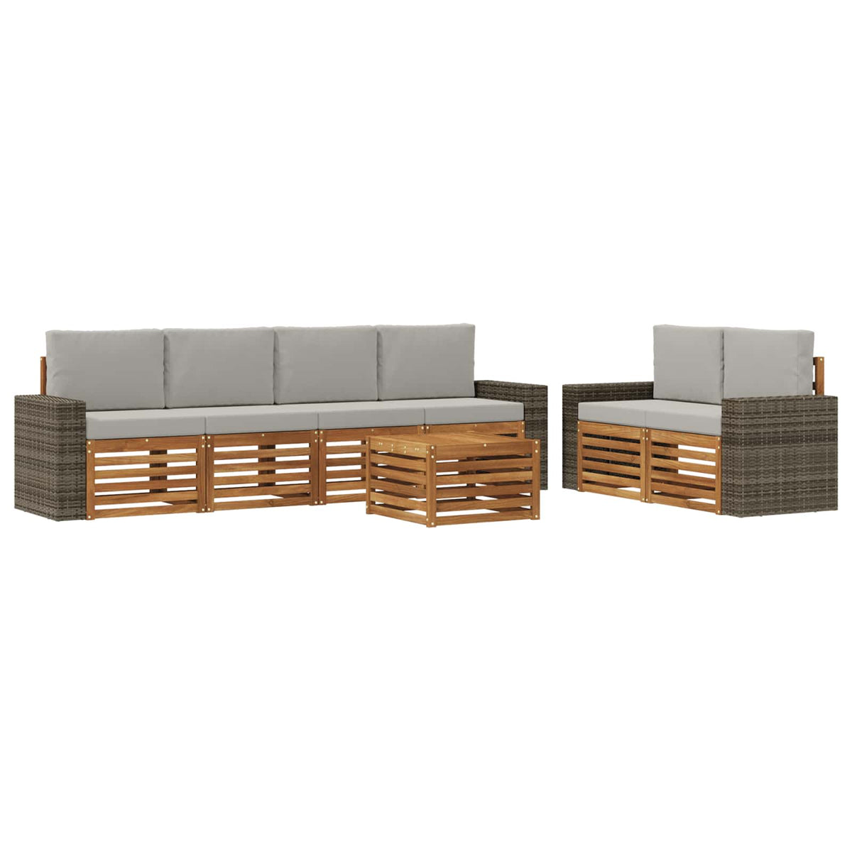 Set vanjskih sofa 7 kom. Prirodna i svjetlosiva