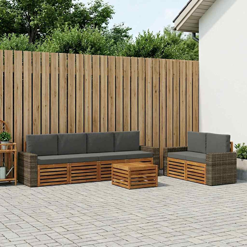 Set vanjskih sofa 7 kom. Prirodna i antracit