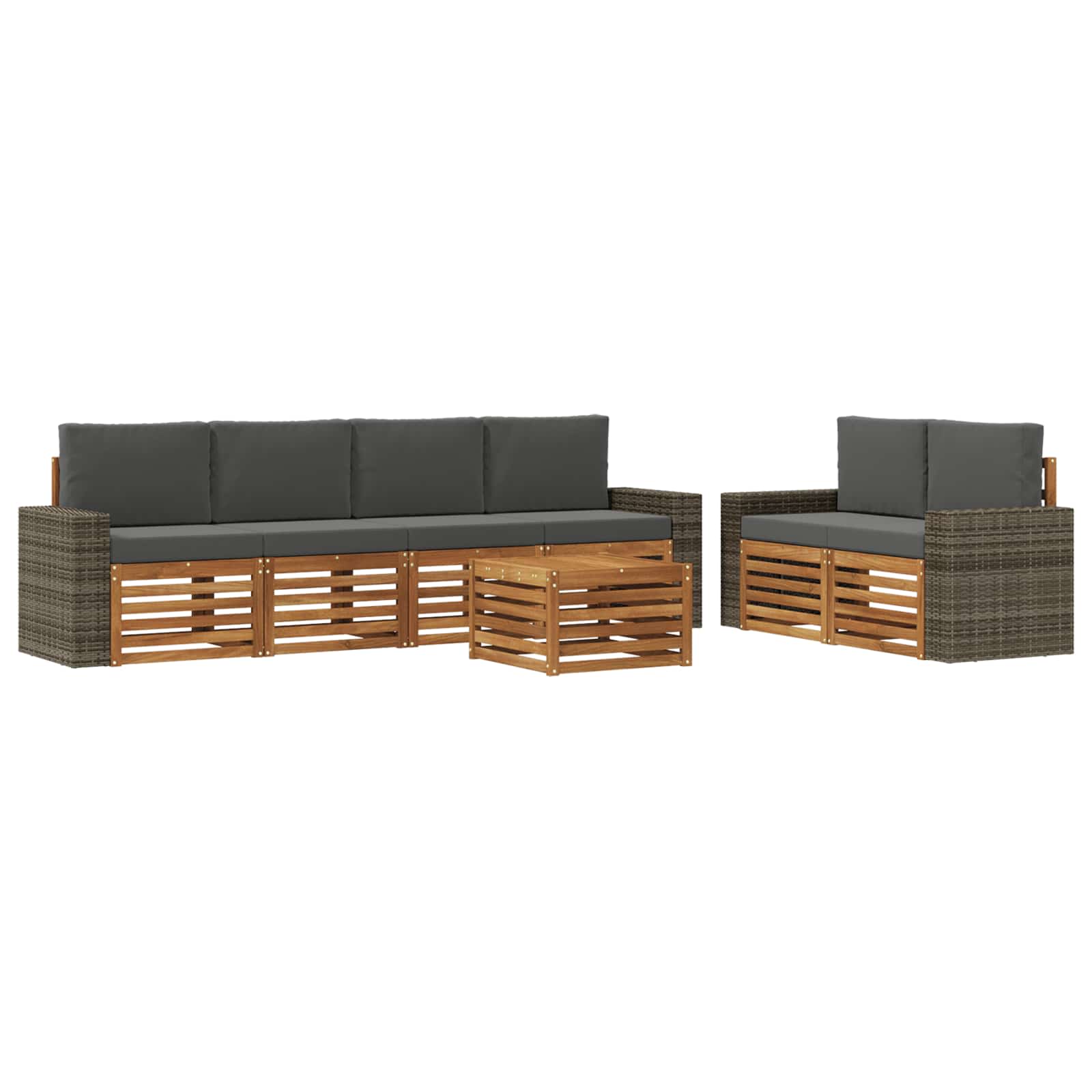 Set vanjskih sofa 7 pcs Prirodna i antracit Čvrsto drvo akacije