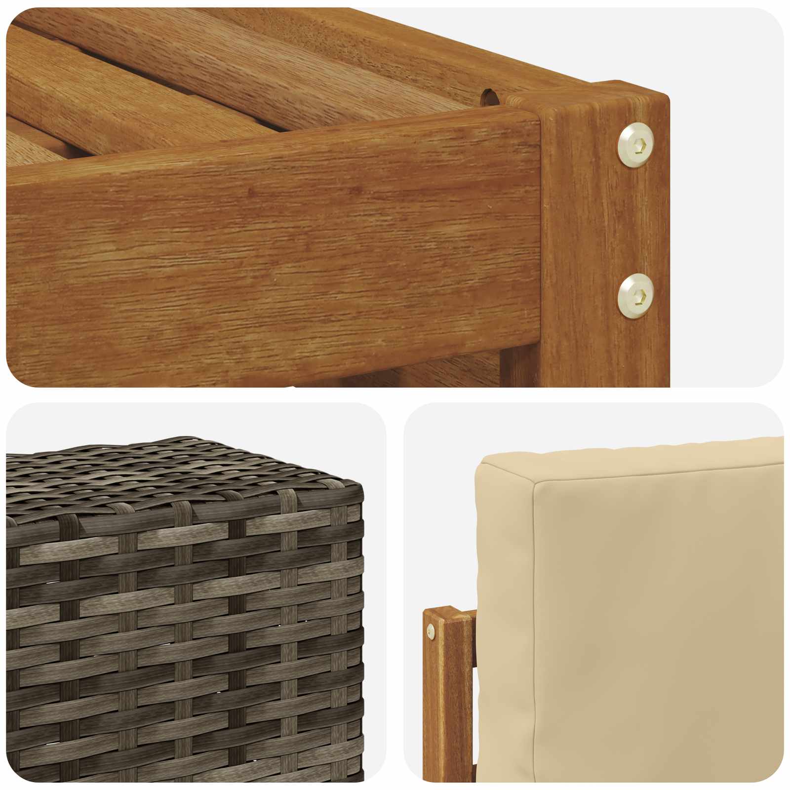 Set vanjskih sofa 7 pcs Prirodna i bež Čvrsto drvo akacije