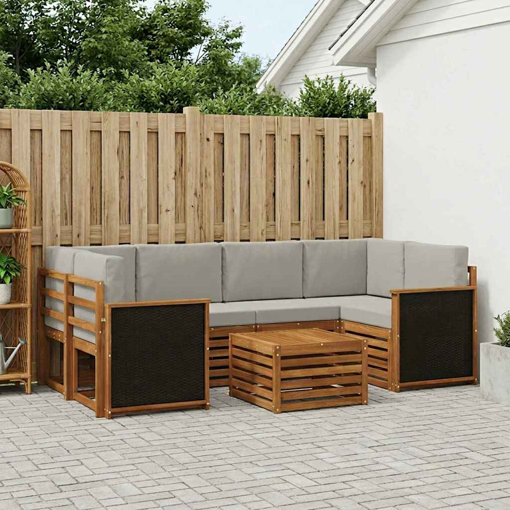 Set vanjskih sofa 7 kom. Prirodna i svjetlosiva